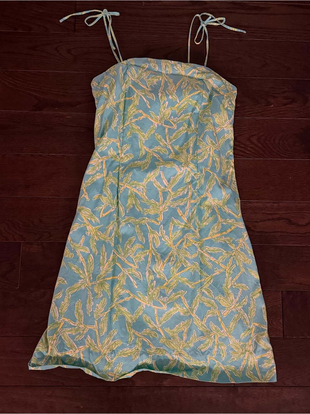 vintage lilly pulitzer blue green bamboo mini dress 6